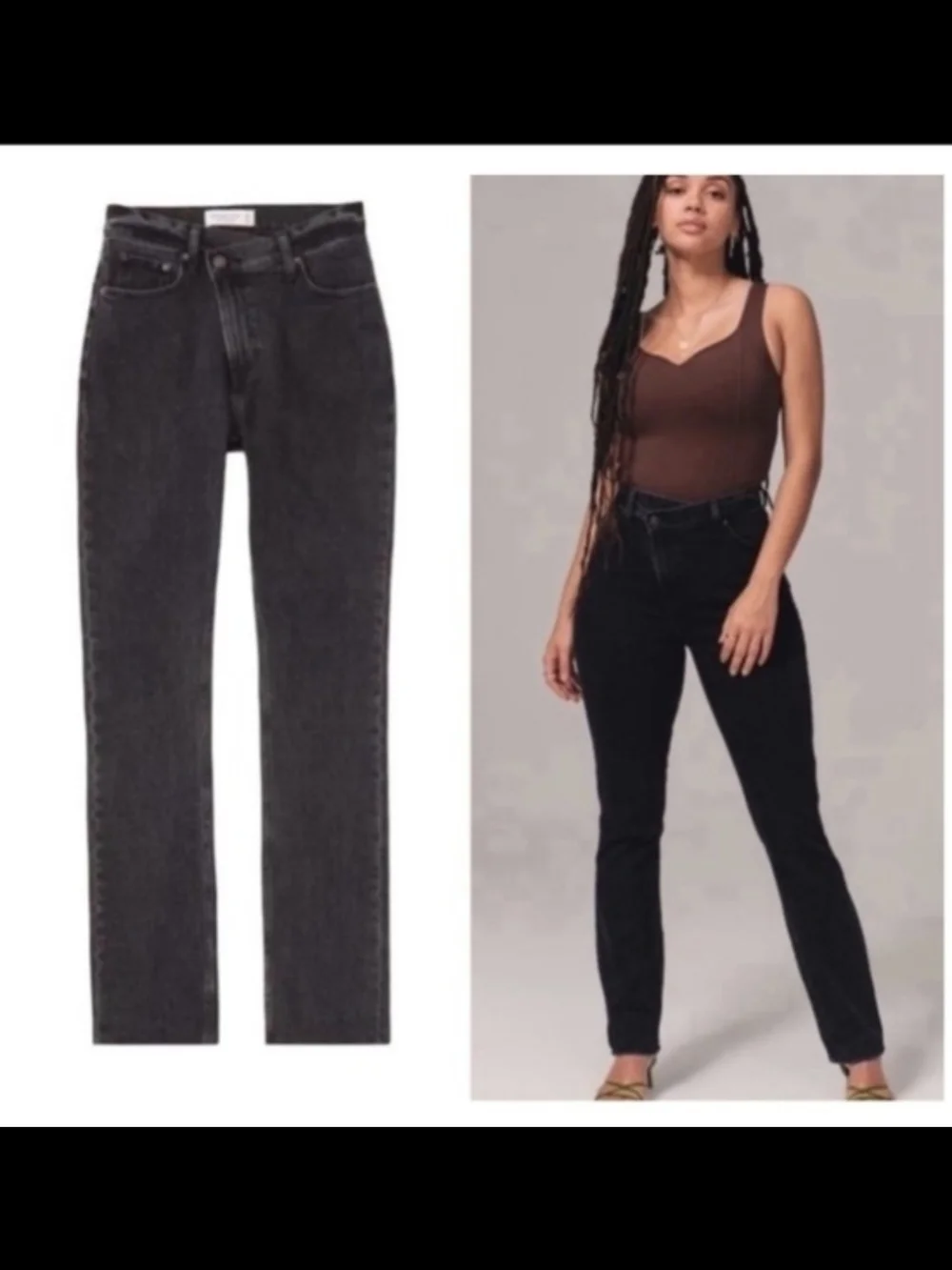 Abercrombie & Fitch 90s Slim Straight Jean Ultra High Rise Black Wash 27 4P - Picture 1 of 11